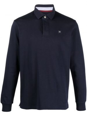 Medvilninis siuvinėtas polo marškinėliai Hackett mėlyna