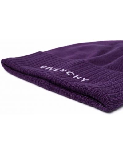 Bonnet brodé en laine Givenchy violet