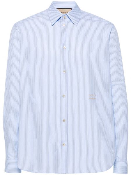 Svītrainas krekls ar izšuvumiem Gucci zils