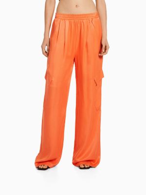 Pantaloni cu buzunare Bershka portocaliu