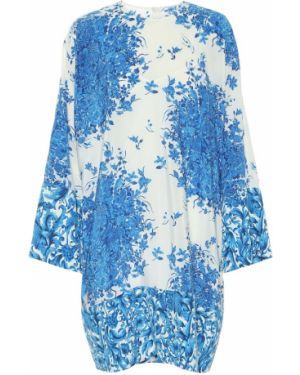 Mini robe en soie à fleurs en crêpe Valentino bleu