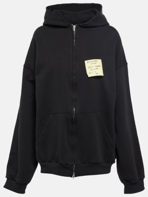 Pamučna hoodie s kapuljačom s patentnim zatvaračem od jersey Balenciaga crna