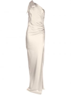 Асиметрична копринена вечерна рокля Michelle Mason бяло