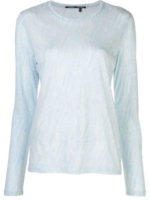 Camiseta de manga larga con plumas con estampado manga larga Proenza Schouler azul
