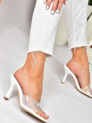 Прозрачные тапочки на каблуке Fox Shoes белые
