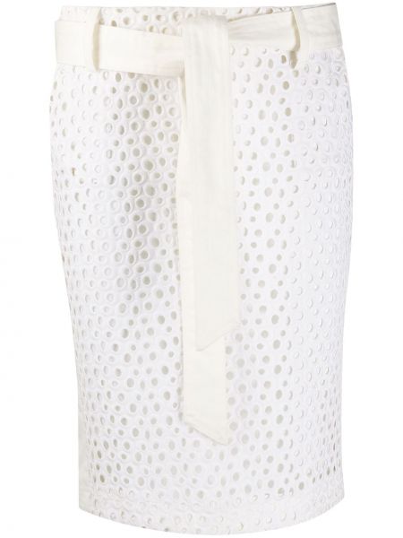 Přiléhavé vzorované sukně s páskem Gianfranco Ferré Pre-owned - bílá