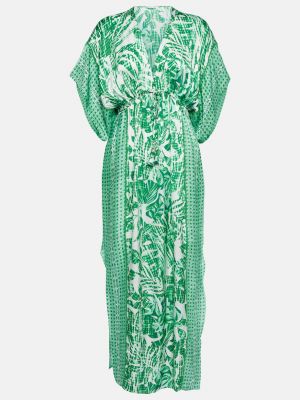 Платье с принтом Poupette St Barth зеленое