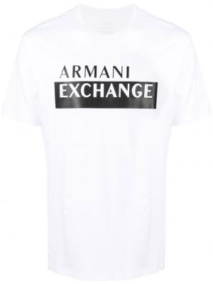 Trykt bomull t-skjorte Armani Exchange hvit