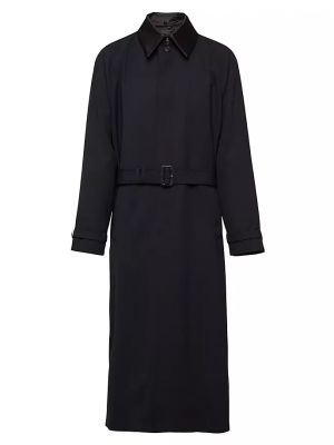 Шерстяное пальто Prada черное
