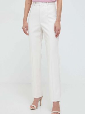 Béžové jednobarevné kalhoty s vysokým pasem Bardot