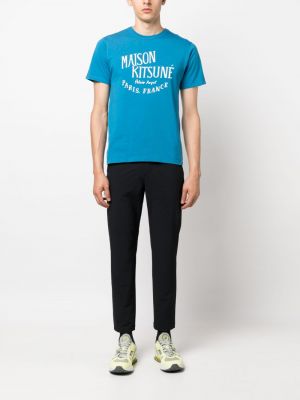 T-shirt aus baumwoll mit print Maison Kitsuné blau