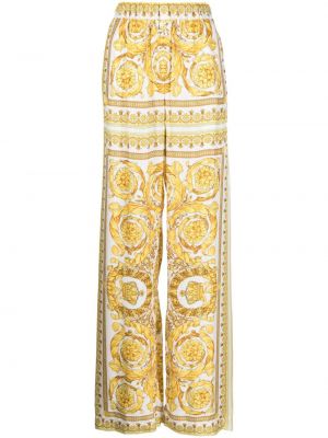 Pantaloni dritti con stampa Versace bianco