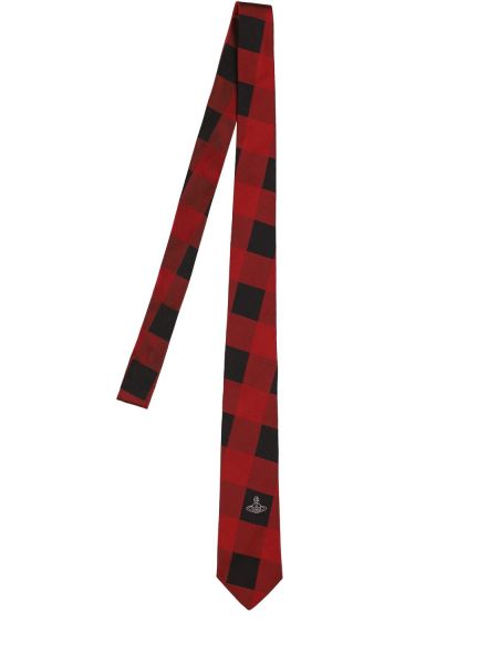Kostkovaná hedvábná kravata Vivienne Westwood červená