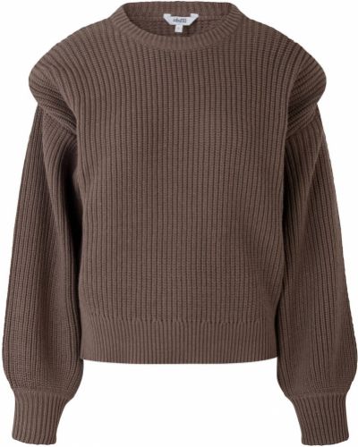 Pletený bavlnený priliehavý sveter Mbym - hnedá