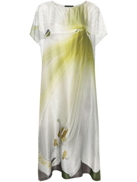 Satynowa sukienka z nadrukiem Barbara Bologna zielona