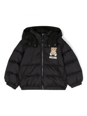 Hætte bamse jakke for piger Moschino Kids sort