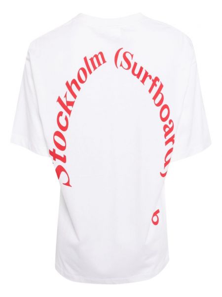 Kokvilnas t-krekls ar apdruku Stockholm Surfboard Club balts
