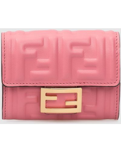 Рожевий шкіряний гаманець Fendi