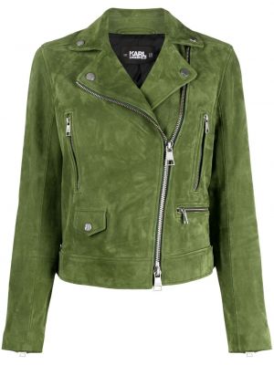 Zielona kurtka skórzana zamszowa Karl Lagerfeld