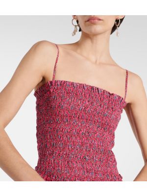 Bavlnené šaty s volánmi Marant Etoile ružová