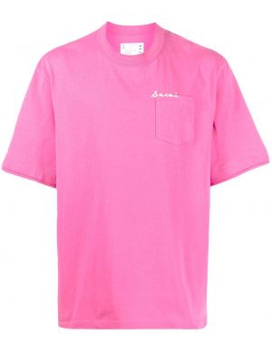 Hímzett póló Sacai rózsaszín