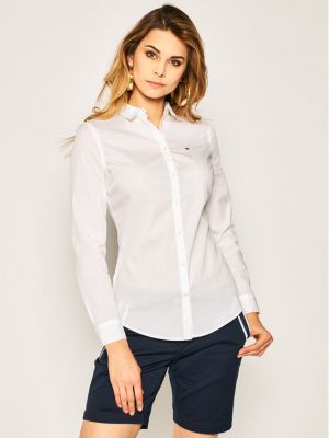 Slim fit priliehavá rifľová košeľa Tommy Jeans biela
