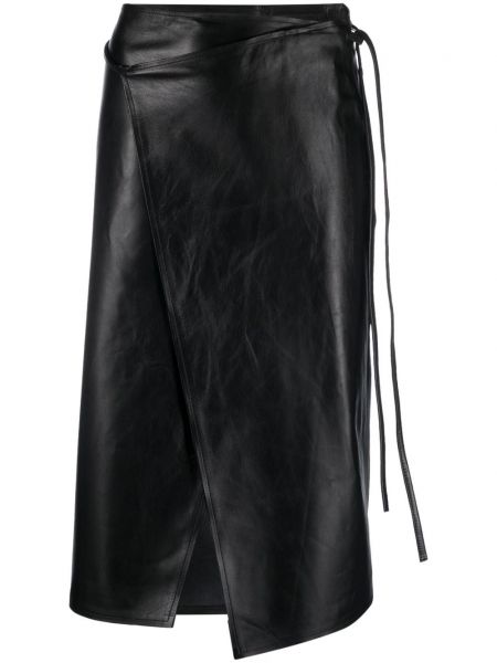 Asimetriškas odinis sijonas Vetements juoda
