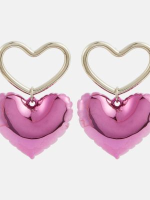 Boucles d'oreilles à boucle de motif coeur Nina Ricci rose