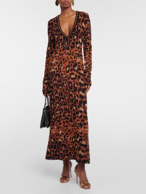 Robe mi-longue à imprimé à imprimé léopard Johanna Ortiz