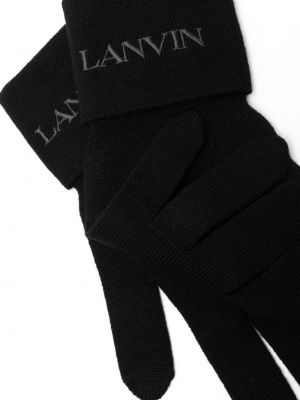 Haftowane rękawiczki Lanvin czarne