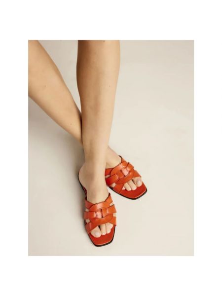 Sandalias de cuero con trenzado Summum Woman naranja