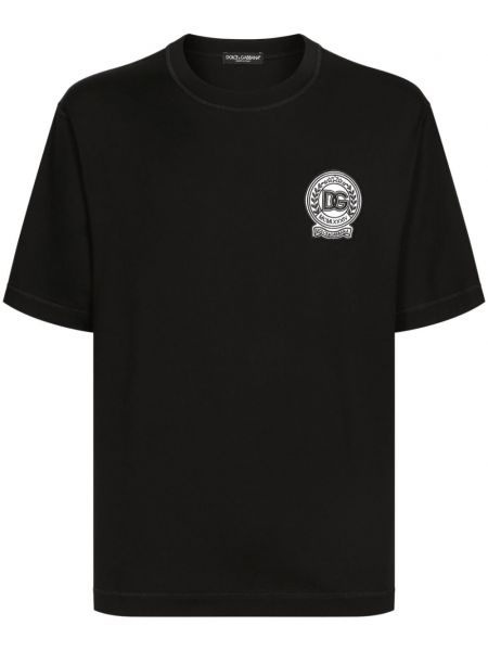 Kokvilnas t-krekls ar izšuvumiem Dolce & Gabbana melns