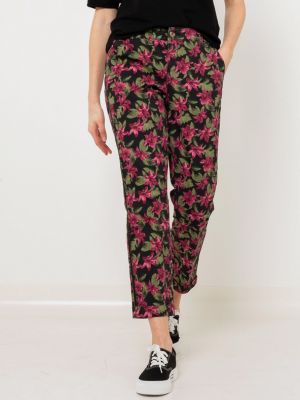 Pantaloni cu model floral Camaieu negru