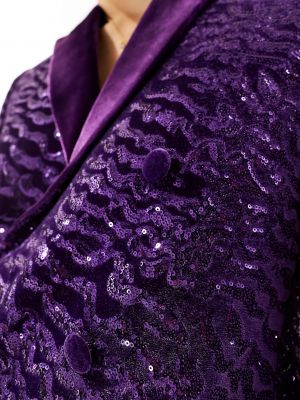 Бархатный костюмный пиджак с пайетками скинни Asos фиолетовый