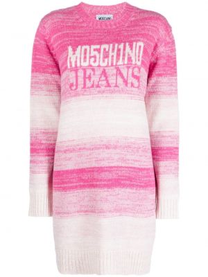Sweter wełniany Moschino Jeans różowy