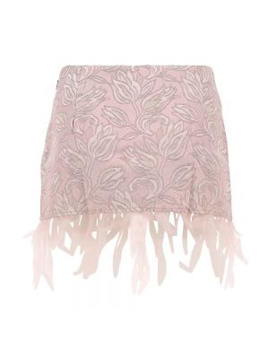 Mini falda de tejido jacquard de plumas Collina Strada rosa