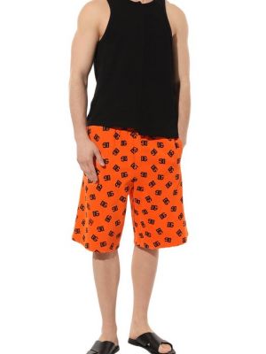 Хлопковые шорты Dolce & Gabbana оранжевые