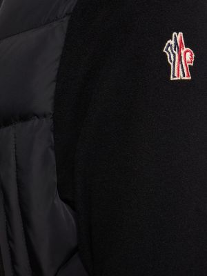 Péřový kardigan z nylonu na zip Moncler Grenoble černý