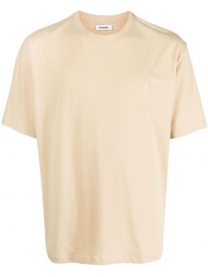 Bavlnené tričko s potlačou Sandro béžová