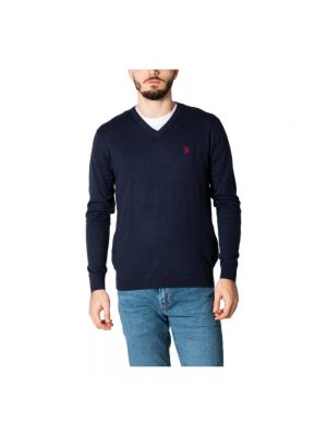 Dzianinowy sweter U.s Polo Assn. niebieski