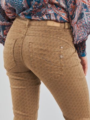Spodnie z nadrukiem z kieszeniami Cream beżowe