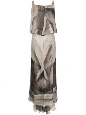 Hodvábna sukňa s potlačou s abstraktným vzorom Chanel Pre-owned