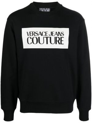 Памучен суитчър с принт Versace Jeans Couture черно