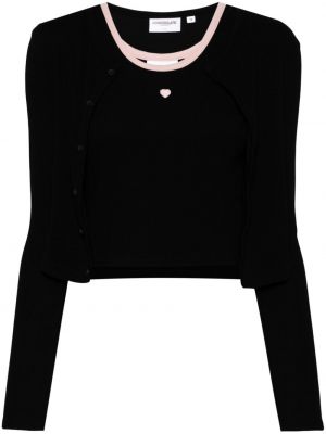 Cardigan en tricot avec applique de motif coeur Chocoolate noir
