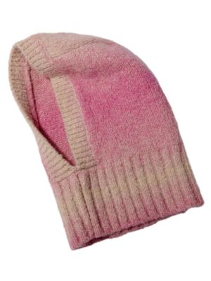 Розовая вязаная женская шапка-балаклава Maje