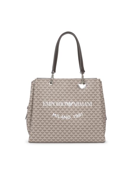 Shopper handtasche mit print Emporio Armani beige