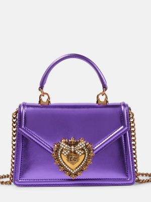 Usnjena nakupovalna torba Dolce&gabbana vijolična