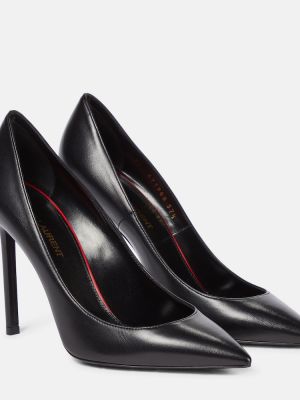 Кожени полуотворени обувки Saint Laurent черно