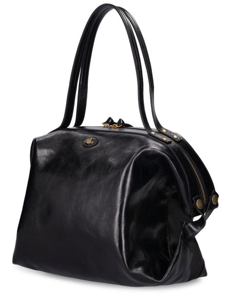 Kožená nákupná taška Vivienne Westwood čierna