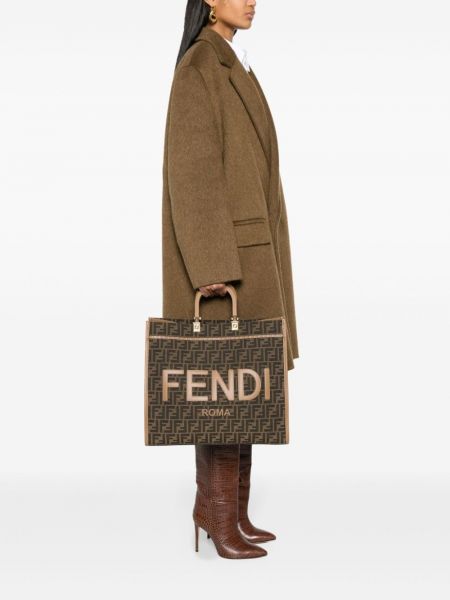 Jacquard shopper handtasche Fendi braun